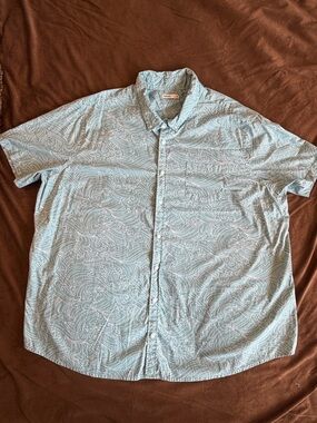 Sonoma Light Blue Wave-Pattern Short Sleeve Button-Down Shirt